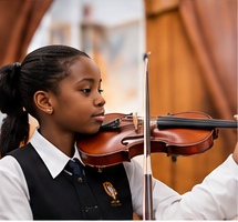 A learner playing the violin